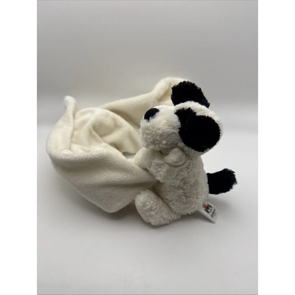Jellycat Bashful Puppy Dog Baby Lovey Black Spotted Cream Plush Security Blanket